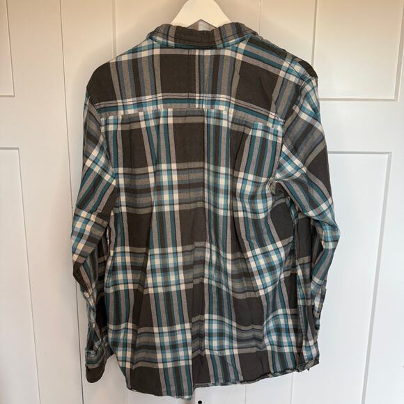 The North Face Flannel Shirt Mens Medium Gray Blue Plaid Button Up Long Sleeve - Picture 4 of 6